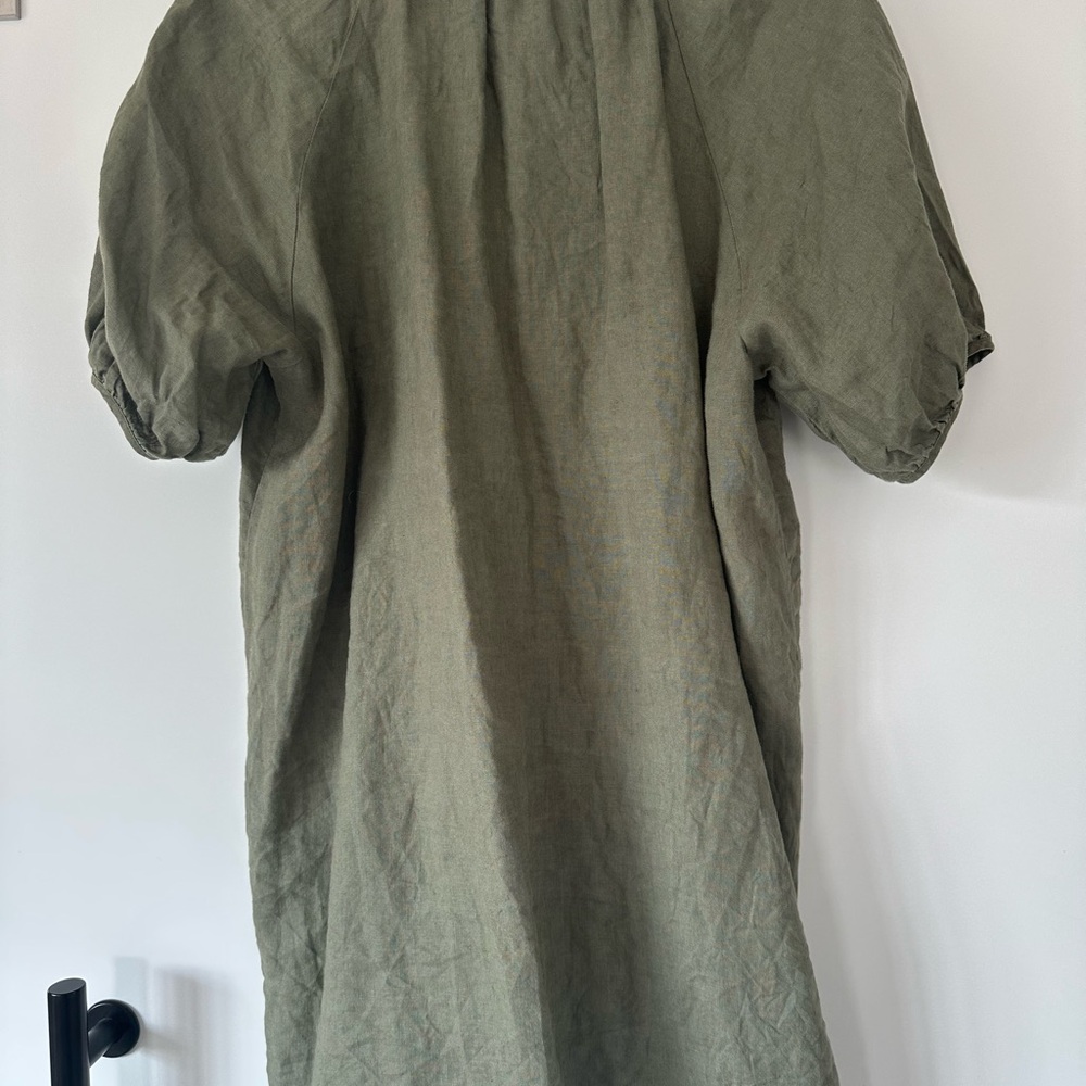 Wilfred Olive Green Button-Front Linen Dress - Picture 3 of 5